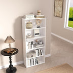 5 Tier Book Shelf,Wooden 5 Cube Storage Organizer, 54 Inch Versatile Cubes Shelf and Cubby Unit for Any Space (White, 5 Cube-