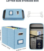Oterri Portable Document Organizer with Lid, Hanging Storage Box with Mesh Pocket for Letter Files, Smooth Sliding Rail - Sky