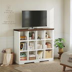 OffiGo 12 Cube Organizer Bookcase, Modern Farmhouse Open Shelf for Storage Bins & Decor, Display Bookshelf Console Closet for