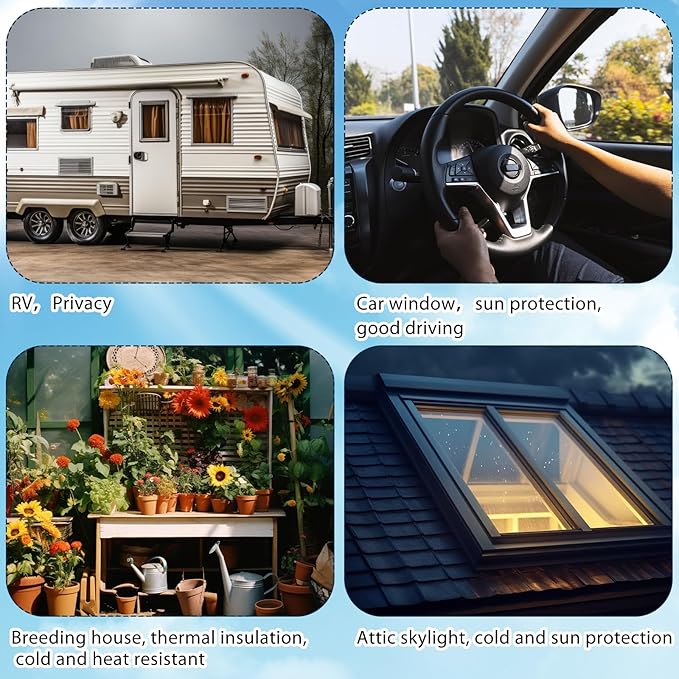 Frienda Rv Window Reflective Insulation Roll 47.2inch*50ft Double Aluminum Foil Heat Bubble Thermal Window Shade Door Cover Blackout for Garage Roof Travel Camper Skylight Shield