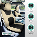 FH Group Car Seat Covers Rear Set Cloth - Universal Fit Automotive Seat Covers, Low Back Front Seat Covers, Solid Back Seat C