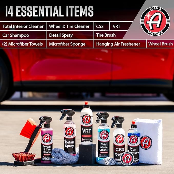 Adam's Polishes Essential Car Wash Kit (14-Item) - Auto Detailing Car Care Cleaning Kit Car & Truck Lovers, Dads, Moms and DI
