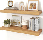 Floating Shelves for Wall, 9.3" Deep Wall Mounted Wood Shelves for Bathroom, Bedroom, Living Room, Kitchen, Hanging Shelf for