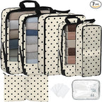 7 Pcs Compression Packing Cubes for Travel, Waterproof Suitcase Luggage Backpack Organizer with Toiletry Bag Travel Essential