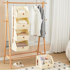 4 Tier Hanging Closet Organizer,Disassemblable Clothes Hanging Shelves,Fabric Closet Organizer System for Space-Saving,Foldab