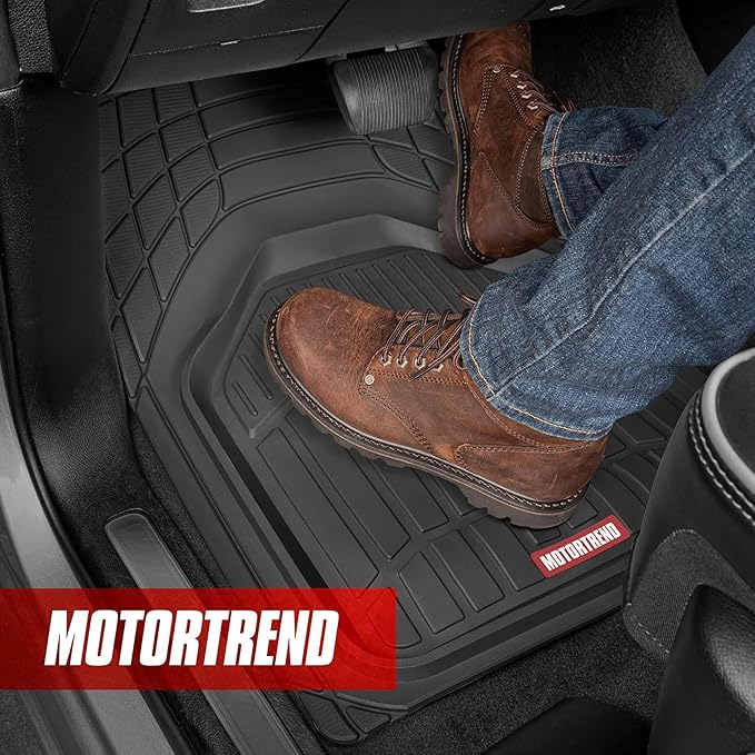 Motor Trend FlexTough Defender Floor Mats for Cars & TrunkShield Trunk Mat Set, Next-Gen Deep Dish Heavy Duty Car All Weather, Rubber Set Auto Truck Van SUV B09VYBHPDK