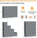 C&AHOME Cube Storage Organizer with Doors, 12-Cube Shelves, Closet Cabinet, DIY Plastic Modular Bookshelf Ideal for Bedroom, 