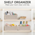 3-Pack Storage Baskets for Organizing | Woven Shelf Toy Basket | Rope Baskets for Gifts Empty | Closet Organizer Bins with Ha