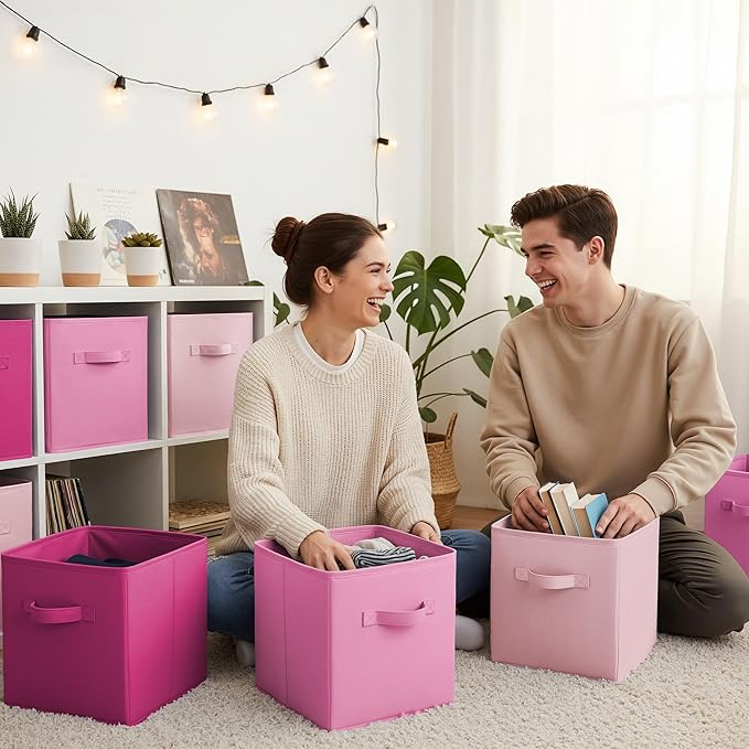 GRANNY SAYS 11 Inch Cube Storage Bins, Cube Storage Organizer, Fabric Collapsible Storage Bins with Handle, Storage Cubes for