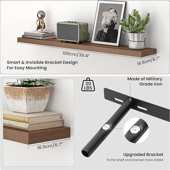 Heimlove Floating Shelves for Wall 40 Inch,Mounted Storage & Display Hanging Shelf with Invisible Brackets,for Bedroom,Living