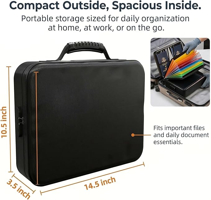 Fireproof Document Box (Soft-Shell) with Lock, 5200°F Fireproof & Water-Resistant File Organizer for Important Documents, Cer