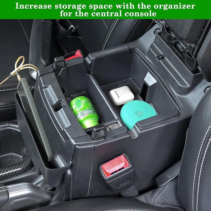 4PCS Center Console Organizer for 2018-2022 2023 Jeep Wrangler JL JLU and Gladiator JT Accessories Gear Shift Side Tray Organizer,Hanging Armrest Storage Box (Not for JK/JKU)