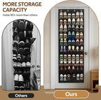 MISSLO 30 Pairs Over the Door Shoe Organizer Breathable Mesh Hanging Shoe Rack for Closet Storage with Wide Deep Pockets 10 T