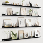 Fun Memories Picture Ledge Shelf for Wall, Floating Shelves Set of 4, 48 Inch Long Nursery Book Shelves for Toys Storage, Kid