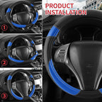 Non-Slip Car Nappa Leather Steering Wheel Cover,Universal Car Accessories Women Men Fit 14" 1/2-15" Suvs/Vans/Sedans/Cars/Tru