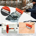43.3'' Snow Shovel & Snow Brush with Ice Scrapers for Car Windshield,5-in-1 Extendable Thicken Aluminum Tube,180° Pivoting Brush Head & Foam Grip for Christmas, Cars, Trucks, SUVs, Vehicle(Orange