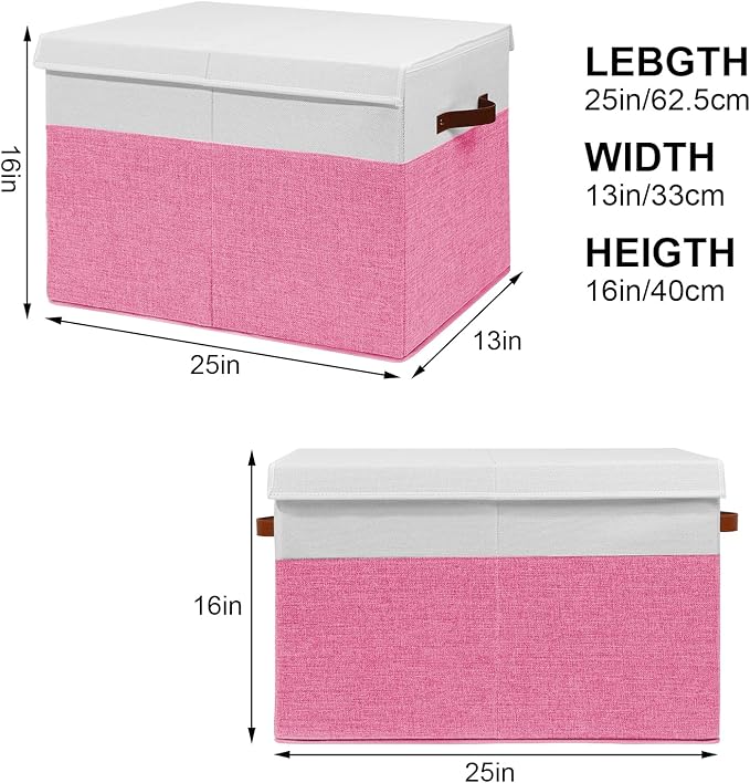 Gowee Large Toy Box with Lid, Sturdy Toy Storage Chest Bin Boxes Organizer Basket with Dividers for Toddlers, Kids, Boys, Gir