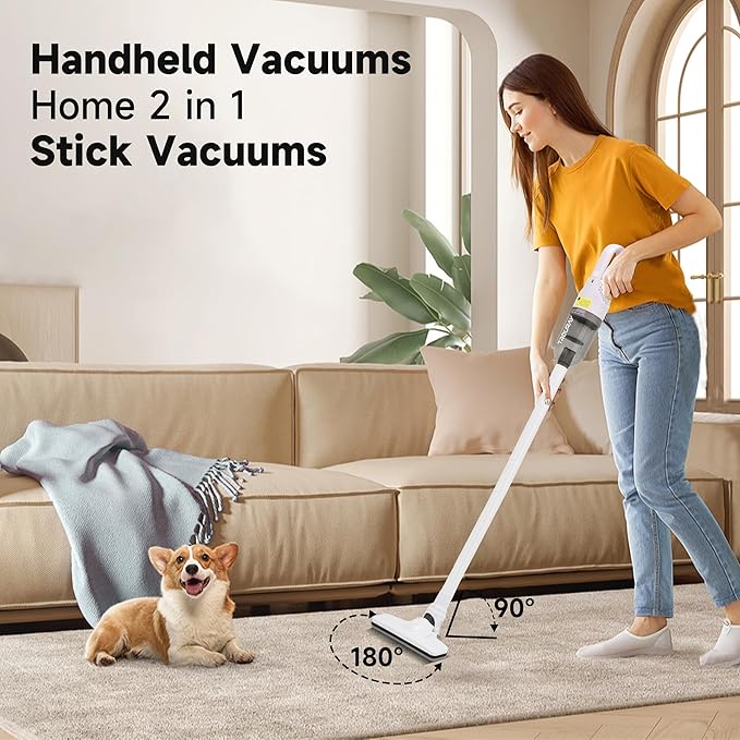 Handheld Vacuum Cleaner,Ultra-Lightweight Mini Portable Vacuums for Home, 6 in 1 Stick Vac Cleaners for Car,Pet Hair,Carpet（G