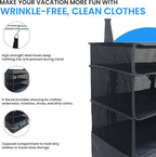 Stow-N-Go Portable Hanging Travel Shelves, Packing Organizer for Luggage. Carry on Closet for Clothes. Expandable Packing Cub