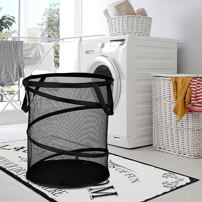 BATTOO Mesh Collapsible Laundry Baskets, Foldable Pop Up Laundry Hamper, Large Laundry Basket Hamper for Laundry, Bathroom, K