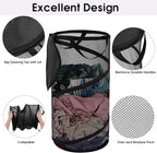 BATTOO Collapsible Laundry Basket with Lid Foldable Mesh Pop Up Hamper with Handles for Laundry Room, Bathroom, Kids Room, Co