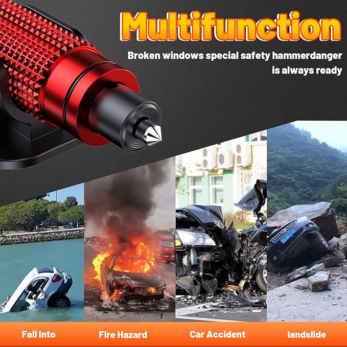 Safety Hammer - Safe Hammer Glass Breaker Under Water, Upgraded Antiskid, Car Hammer Seatbelt Cutter Car Window Breaker Emerg