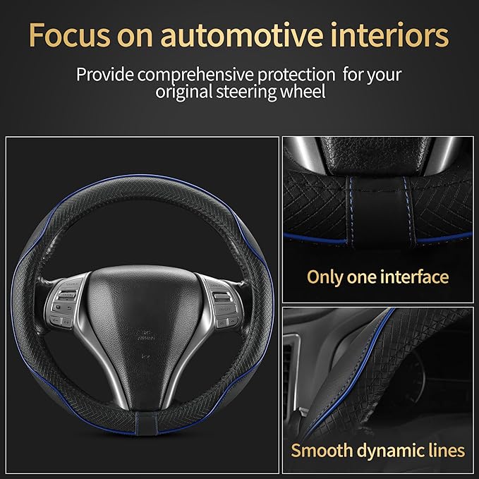 Steering Wheel Cover,Anti-Slip, Safety,Soft,Breathable,Heavy Duty,Thick,Full Surround, Sports Style,Universal Car Accessories