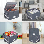 ENGPOW File Box with Lock, Fireproof Document Box with Pockets, Collapsible File Organizer Filing Storage Cabinet with Handle