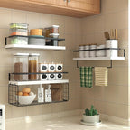 White Wood Floating Shelves Wall Mounted - 3+1 Tier Rustic Bathroom Wall Shelves Over Toilet with Wire Storage Basket & Towel