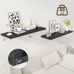Dreamland 40" Floating Shelves for Wall, 12" Deep Slim Black Floating Shelves, Wall-Mounted Shelves for Bedroom, Living Room,