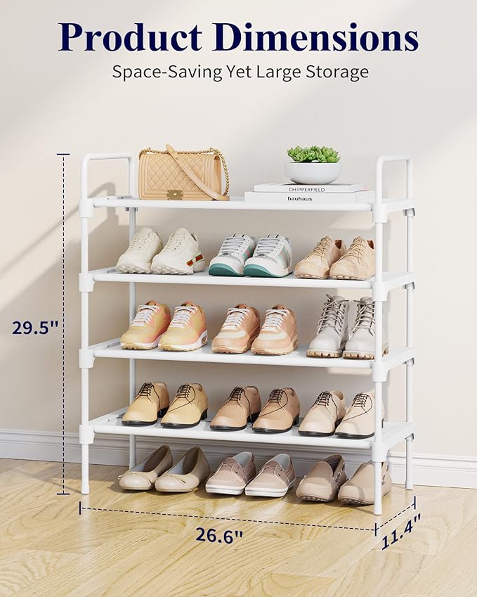Kitsure Shoe Rack for Closet, Shoe Organizer for Front Door Entrance, Stackable Shoe Shelf, Detachable Closet Organizers and 