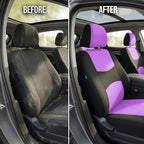 FH Group Automotive Seat Covers Flat Cloth Full Set Purple Car Seat Covers, Rear Solid Bench Universal Fit and Car Seat Prote