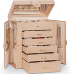 AKOZLIN 6-Tier Jewelry Box Organizer Functional 5 Drawers Leather Jewelry Storage Case for Women Girls Ring Necklace Earring 
