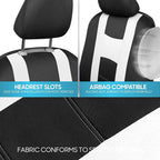 carXS Seat Covers for Cars Full Set, Black & White Car Seat Covers with Matching Rear Bench Cover, Universal Fit for Most Aut
