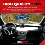 9.4" ICBEAMER Clip On Rear View Mirror | Convex Blue Tint, Panoramic Wide Angle HD Glass, Anti Glare, Universal Fit for Car, SUV, Truck | Eliminates Blind Spots (1 Pack)
