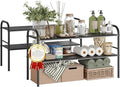 NETEL 2 Pack Under Sink Organizers and Storage,Expandable Under Cabinet Organizer Shelf with 8 Removable Panels,Expandable Sh
