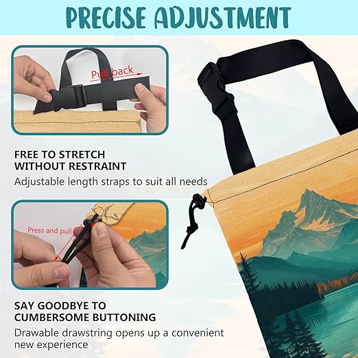 Car Garbage Bag Mountain and Forest at Sunset Hanging Canvas Car Trash Bag Drawstring Car Back Seat Organizer for Car Back Front Seat Console with Adjustable Buckle