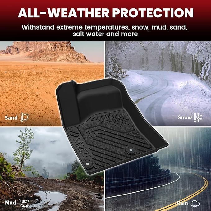 LASFIT Floor & Backseat & Cargo Mats for Mitsubishi Outlander 2022-2025, TPE All Weather Protection Custom Fit 3 Rows Floor Liners and Trunk Mats Rubber for Outlander Accessories, Black