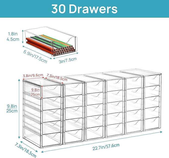 Vtopmart Acrylic Organizer with 30 Drawers, Desk Organizers and Accessories, Clear Makeup Organization, Dustproof Storage Dra