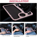 eing Bling Auto Steering Wheel Desk, Laptop,Tablet, Notebook Car Travel Table, Food Eating Hook On Steering Wheel Tray, for Constant Travelers, Fits Most Vehicles Steering Wheels,Pink