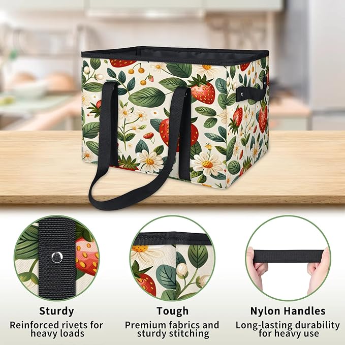Reusable Grocery Bag, Foldable Large Shopping Tote Bag for Groceries Kitchen Picnic Car Trunk