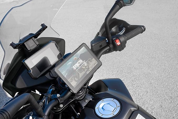 INTERPHONE SYNC70 Motorcycle Carplay for Apple and Android - 7 Inch WiFi and Bluetooth Motorcycle Display with Blind Spot Det