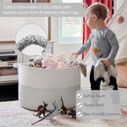 INDRESSME XXXLarge Cotton Rope Basket 21.7" x 21.7" x 13.8" Woven Baby Laundry Basket for Blankets Toys Storage Baskets with 