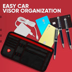 Firestone 2-Pack Car Sun Visor Organizer | 8 Compartment Car & Truck Visor Organizer with Holder & Slots for Sunglasses, License, Registration & More, Black Red