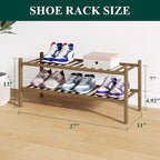 Smiry Bamboo Shoe Rack for Closet, 2 Tier Wooden Stackable Shoe Organizer, Free Standing Shoes Storage Shelf for Entryway, Fr