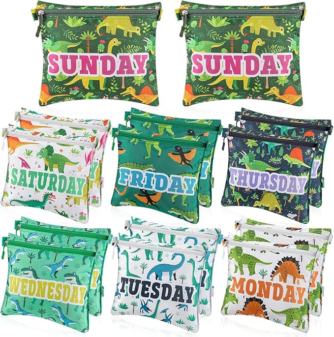 Paterr 14 Pcs Packing Cubes for Travel Kids Day of Week Compression Packing Bags Colorful Luggage Suitcase Organizers Bag for