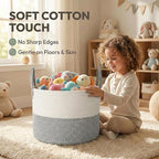 JMvicyroam 115L Extra Large Blanket Basket for Living Room - Woven Cotton Rope Laundry Hamper with Reinforced Handles - Stora