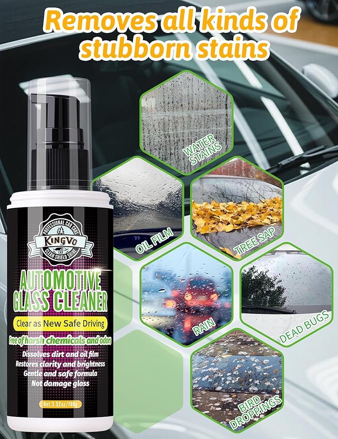 Kingvo Car Ceramic Coating, Car Spray Wax Graphene Polish Crystal Coating,Windshield Washer Fluid Window Cleaner Detailing Su