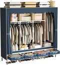 Portable Wardrobe with 4 Drawers and 3 Shelves, 67 Inch Large Capacity Freestanding Wardrobe Hanging Organizer with Lid for B