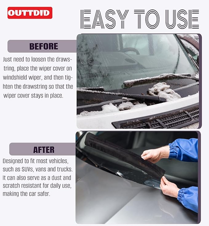 Side Mirror Covers and Windshield Wiper Covers for Trucks Cars SUVs Vans, 1 Pack Auto Rearview Protection Cover & Windshield Wiper Covers Protect from Ice Snow Frost Dew Rain Bird Poop Side Covers